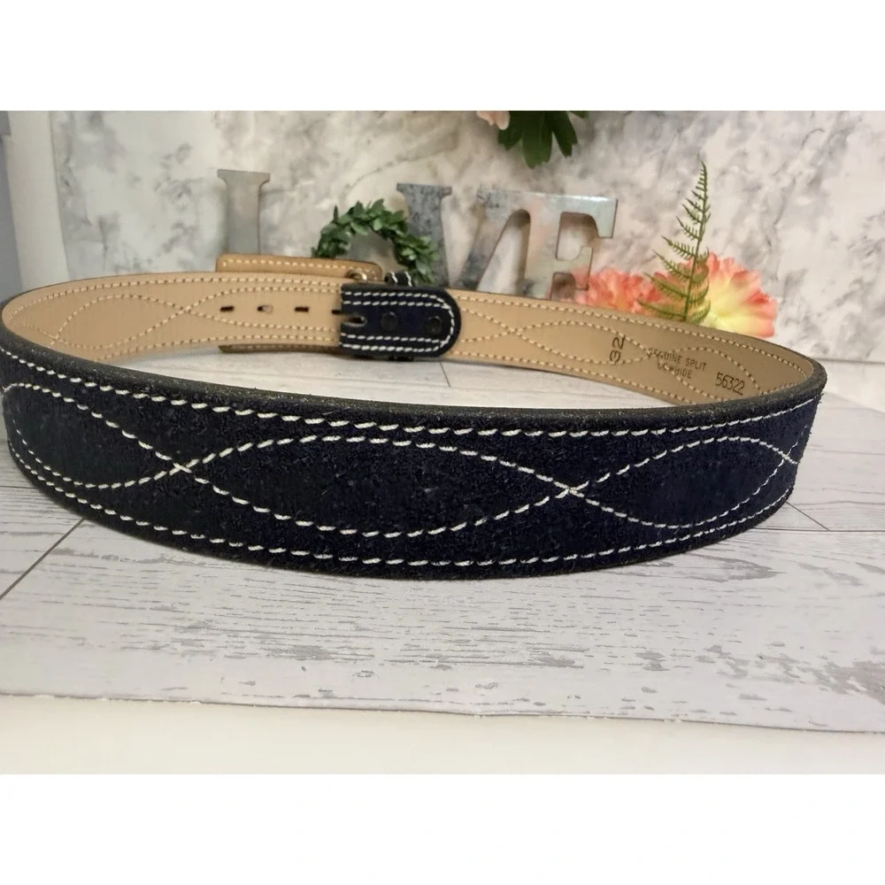 Vintage JC Penneys Blue Suede Belt 1.5